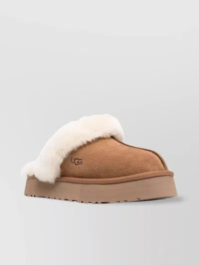 UGG ROUND TOE SHEEPSKIN SUEDE SLIPPERS