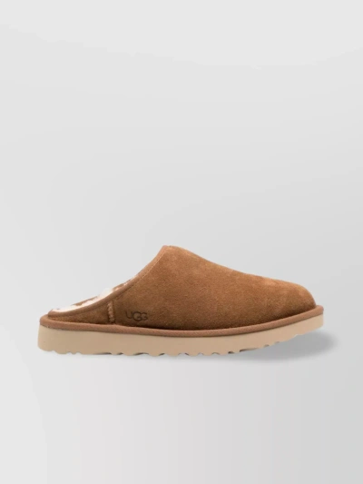 UGG ROUND TOE SLIP-ON SANDALS WITH SUEDE UPPER