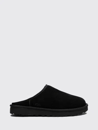 Ugg Round Toe Slip-on Shoes In Suede With Wool Lining And Eva Sole In Black