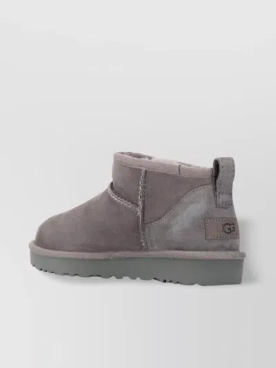 Ugg Round Toe Suede Ankle Boots In Gray