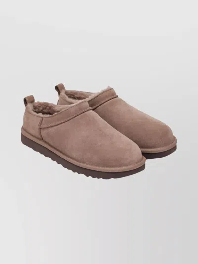 Ugg Round Toe Suede Boots With Rubber Sole In Brown