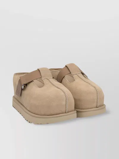Ugg Round Toe Suede Loafers Rubber Sole In Brown