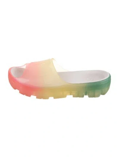 Pre-owned Ugg Rubber Colorblock Pattern Slides In Pink