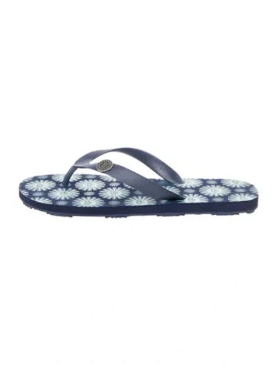 Pre-owned Ugg Rubber Floral Print Flip Flops In Blue
