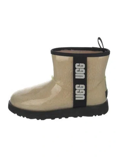 Pre-owned Ugg Rubber Graphic Print Rain Boots In Neutral