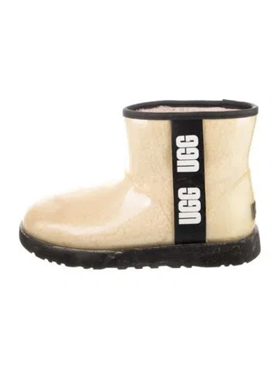 Pre-owned Ugg Rubber Graphic Print Rain Boots In Neutral