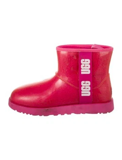 Pre-owned Ugg Rubber Graphic Print Rain Boots In Pink
