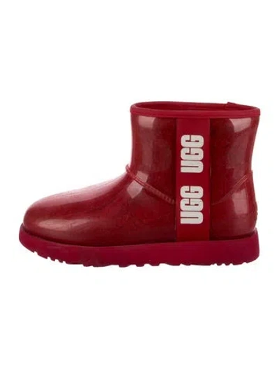 Pre-owned Ugg Rubber Graphic Print Rain Boots In Red