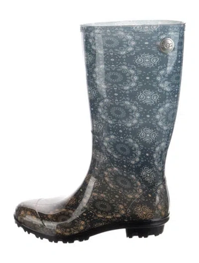 Pre-owned Ugg Rubber Paisley Print Rain Boots In Multicolor