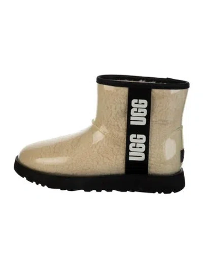 Pre-owned Ugg Rubber Patterned Rain Boots In White