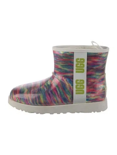Pre-owned Ugg Rubber Printed Boots In White