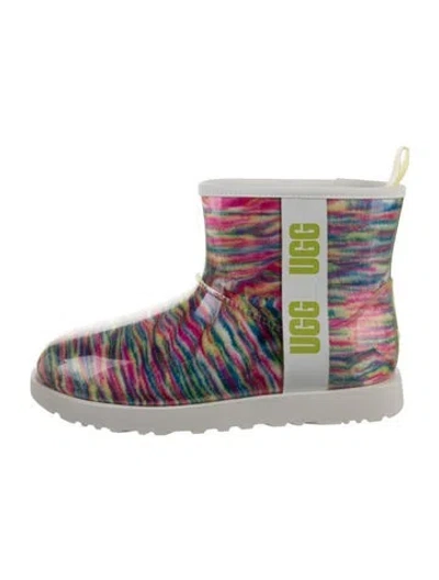 Pre-owned Ugg Rubber Printed Rain Boots In Multi