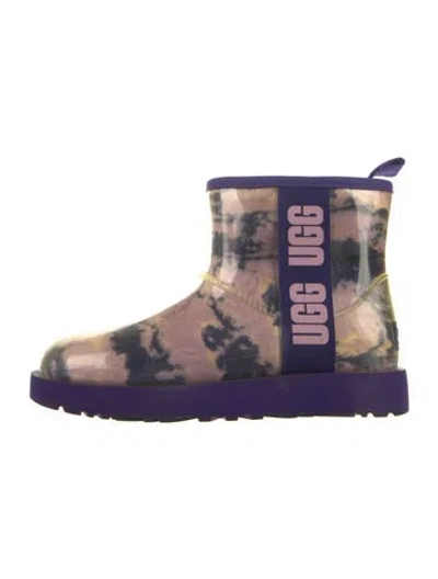 Pre-owned Ugg Rubber Printed Rain Boots In Purple