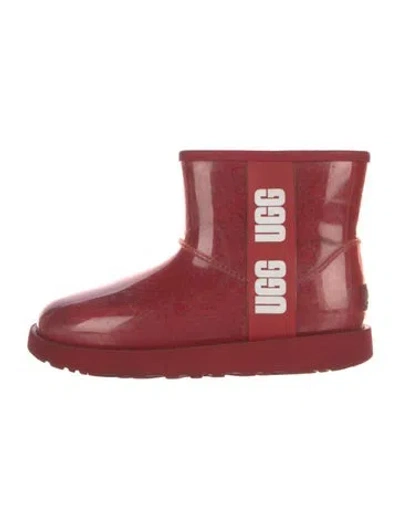 Pre-owned Ugg Rubber Printed Rain Boots In Red