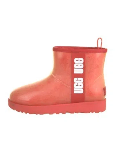 Pre-owned Ugg Rubber Printed Rain Boots In Red