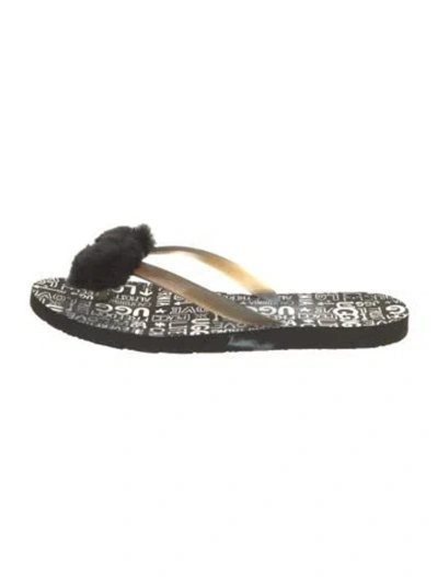 Pre-owned Ugg Rubber Printed Slides In Black