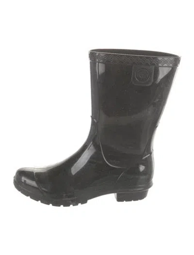 Pre-owned Ugg Rubber Rain Boots In Black