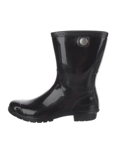 Pre-owned Ugg Rubber Rain Boots In Black