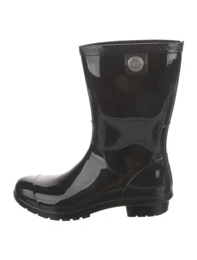 Pre-owned Ugg Rubber Rain Boots In Black