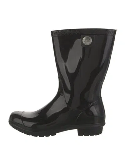 Pre-owned Ugg Rubber Rain Boots In Black