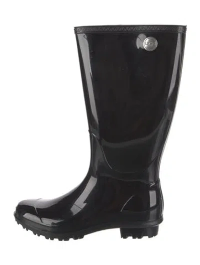 Pre-owned Ugg Rubber Rain Boots In Black