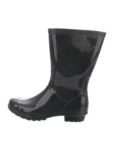 Pre-owned Ugg Rubber Rain Boots In Black