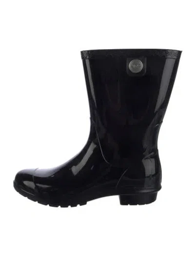 Pre-owned Ugg Rubber Rain Boots In Black