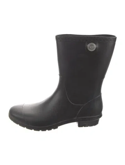 Pre-owned Ugg Rubber Rain Boots In Black