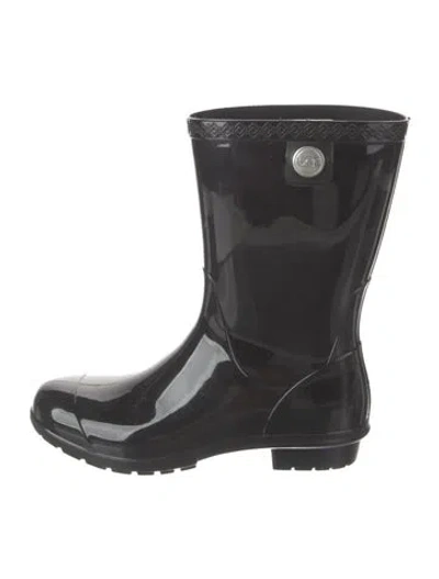 Pre-owned Ugg Rubber Rain Boots In Black