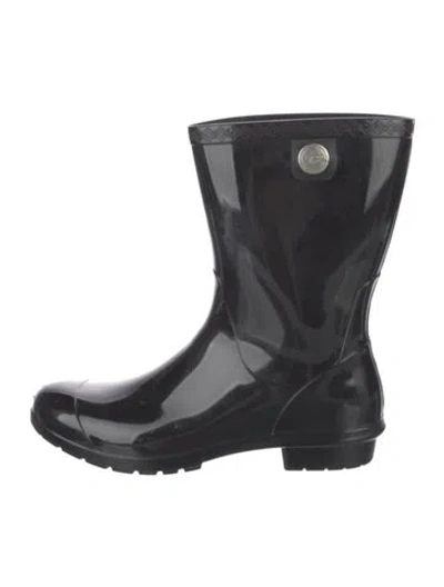 Pre-owned Ugg Rubber Rain Boots In Black