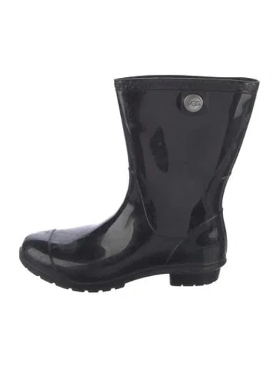 Pre-owned Ugg Rubber Rain Boots In Black