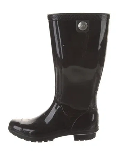 Pre-owned Ugg Rubber Rain Boots In Black