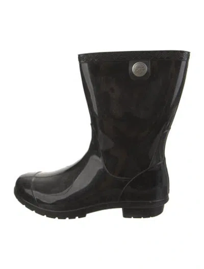 Pre-owned Ugg Rubber Rain Boots In Black