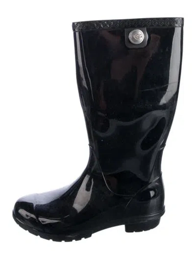 Pre-owned Ugg Rubber Rain Boots In Black