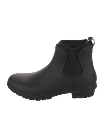 Pre-owned Ugg Rubber Rain Boots In Black