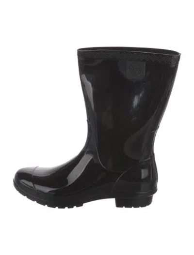 Pre-owned Ugg Rubber Rain Boots In Black
