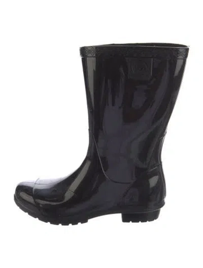 Pre-owned Ugg Rubber Rain Boots In Black