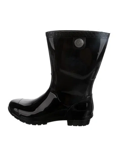 Pre-owned Ugg Rubber Rain Boots In Black