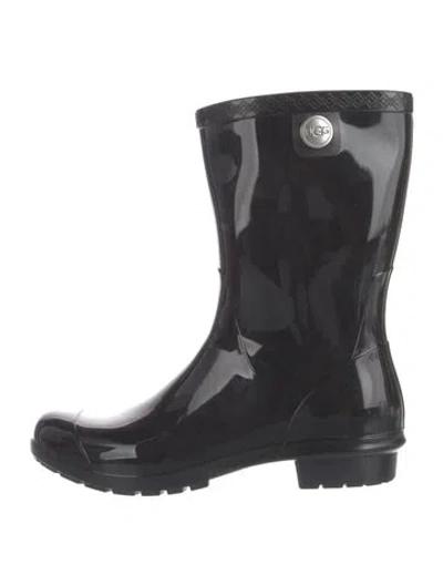 Pre-owned Ugg Rubber Rain Boots In Black