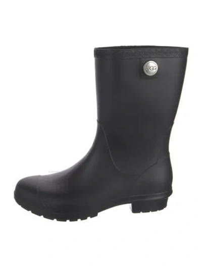 Pre-owned Ugg Rubber Rain Boots In Black
