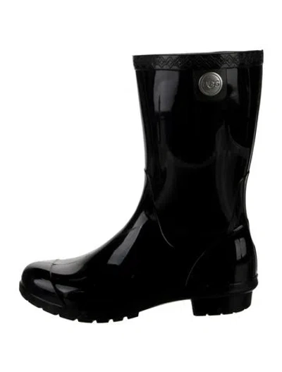 Pre-owned Ugg Rubber Rain Boots In Black