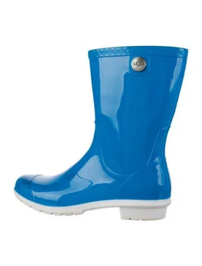 Pre-owned Ugg Rubber Rain Boots In Blue