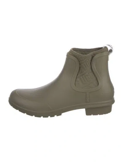 Pre-owned Ugg Rubber Rain Boots In Green