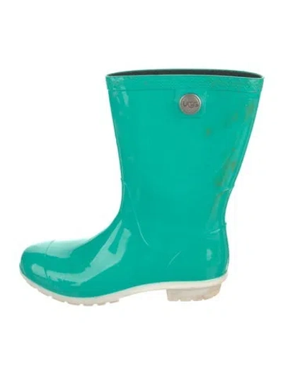 Pre-owned Ugg Rubber Rain Boots In Green