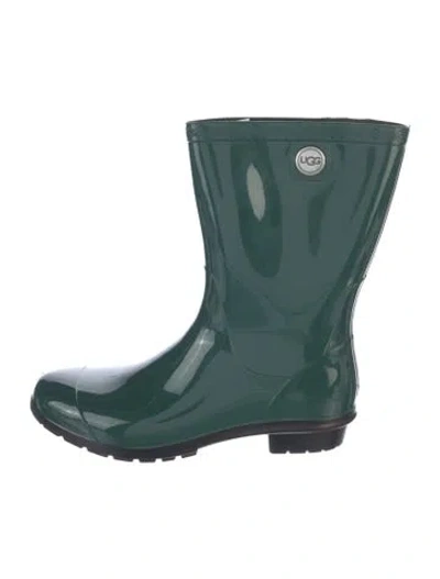 Pre-owned Ugg Rubber Rain Boots In Green