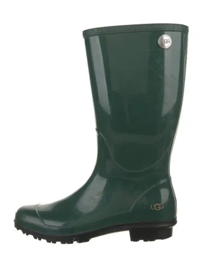 Pre-owned Ugg Rubber Rain Boots In Green