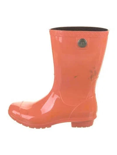 Pre-owned Ugg Rubber Rain Boots In Orange