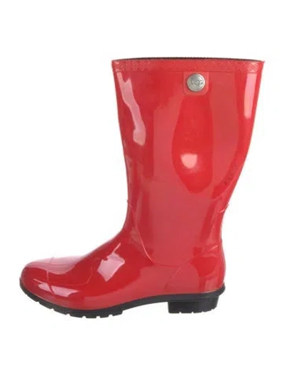 Pre-owned Ugg Rubber Rain Boots In Red