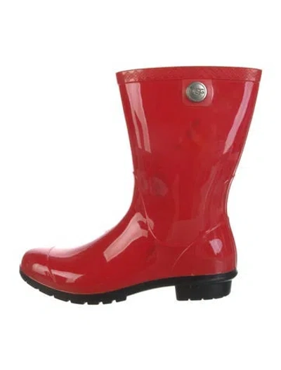 Pre-owned Ugg Rubber Rain Boots In Red