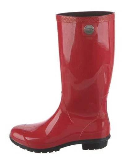 Pre-owned Ugg Rubber Rain Boots In Red